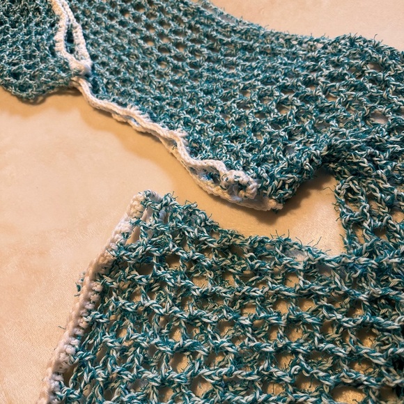 Handmade crochet blue + white sleeves - Picture 3 of 3